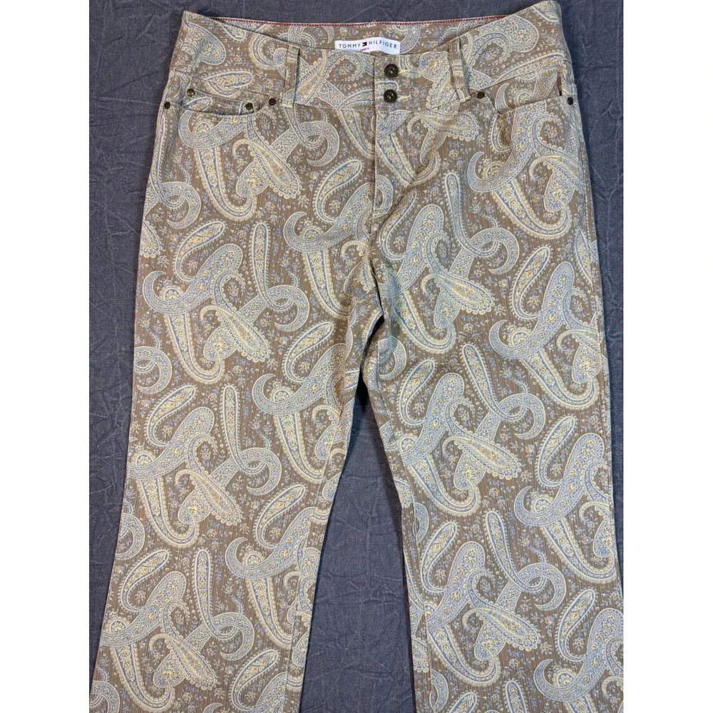 Tommy‎ Hilfiger Jeans Womens Tan Paisley Corduroy Bootcut Pants Size 12 34x31